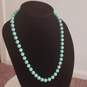 Big Beaded Necklace Single Strand Chunky Beaded Necklace Mint Green Jewelry. 🌴